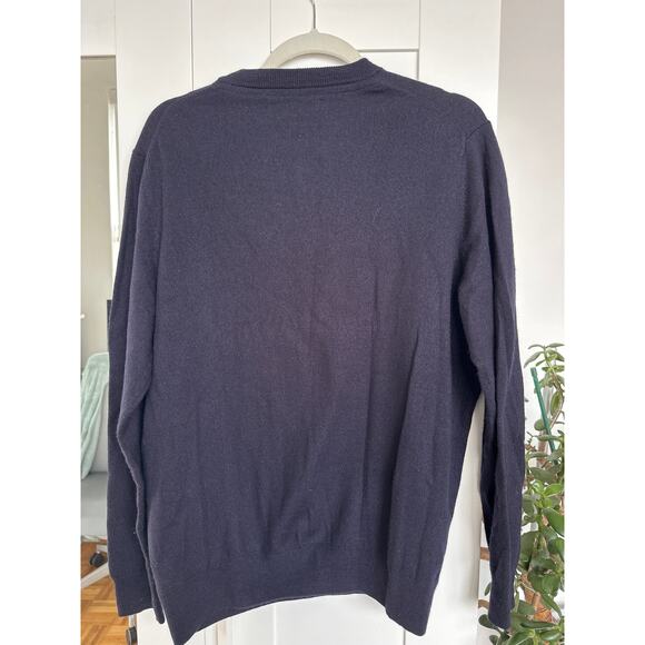 Christian Lacroix Men's 100% Fine Merino Wool Navy V-Neck Sweater, Size L, EUC - Picture 3 of 4